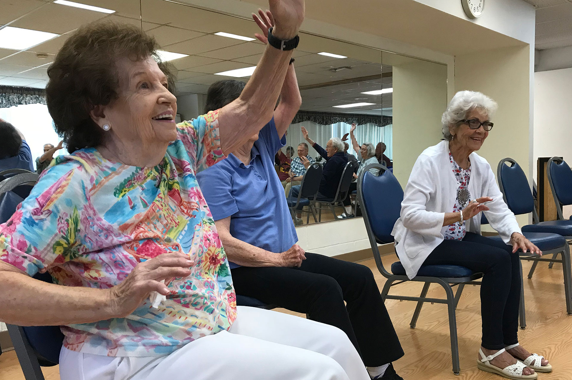 Balance Practice at Senior Center
