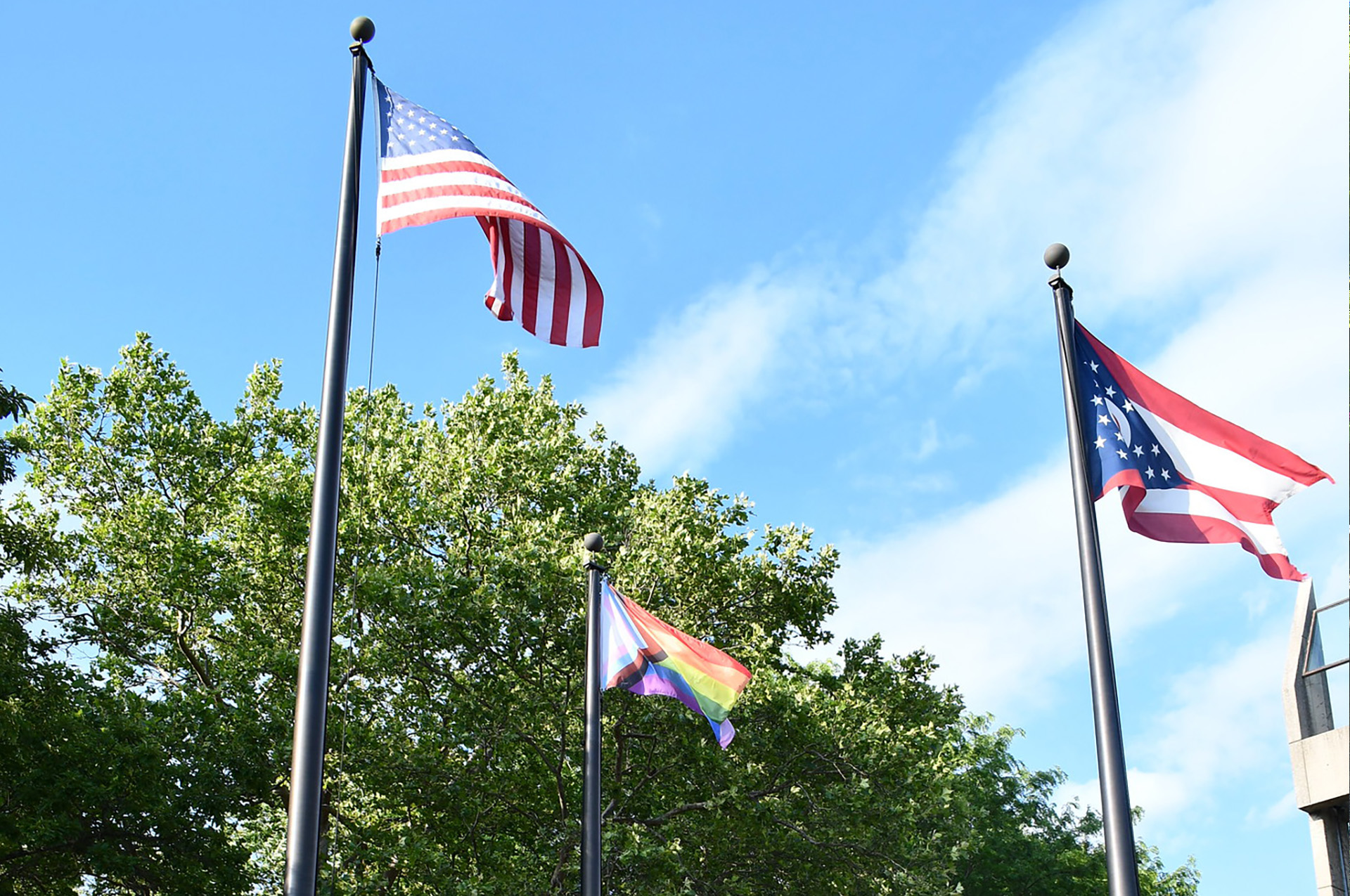 Each June, community leaders, including members of City Council and the Community Relations Committee, invite the community to join with them as the Pride Flag is raised on the front plaza of the Municipal Services Center.