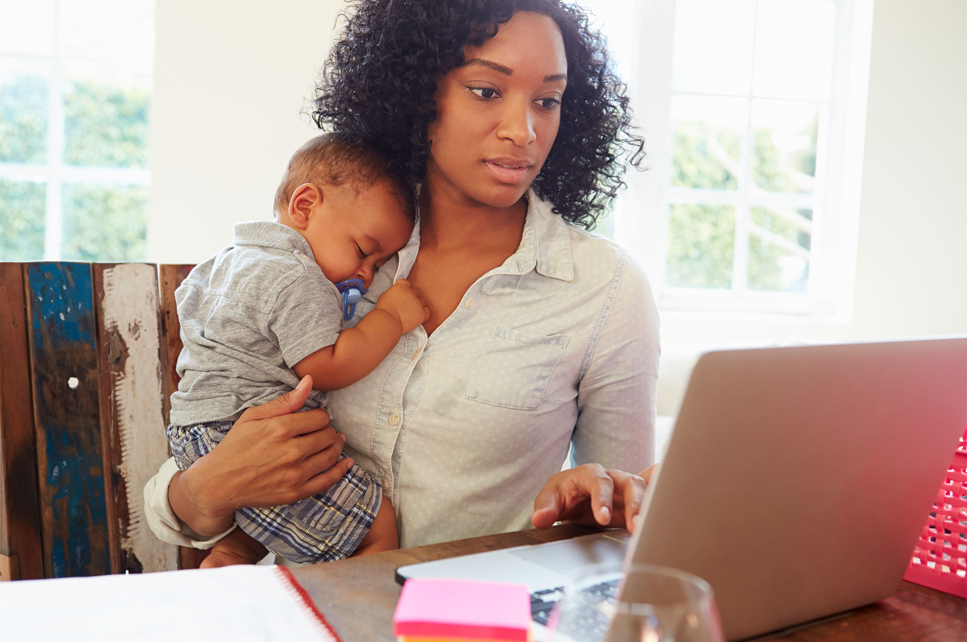 Mother on Computer