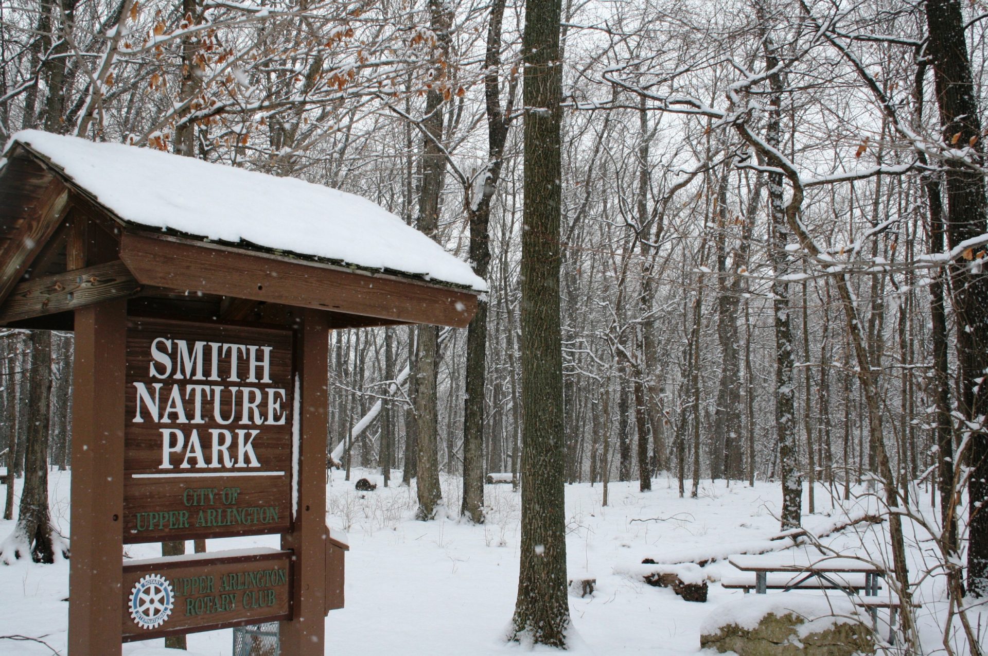 Smith Nature Park Sign In Snow